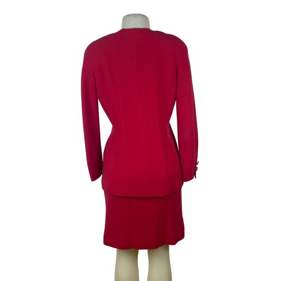 Valentino Vintage 2000's Womens Red Wool Skirt & Blazer Set Siz 8 - Picture 4 of 16